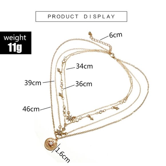 Gold Multichain Boho Stars Necklace - Picture 6 of 6